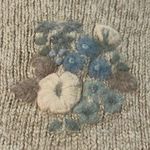 Vintage Tulchan Beige Floral Knit Cropped Silk Angora Sweater Medium Tan Photo 8