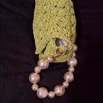 BTB Los Angeles Shiloh Green Woven Clutch/Shoulder Bag with Pearl Handle Photo 5