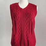 American Vintage Vintage Red Cable Knit Cotton Sleeveless Sweater Vest L Photo 0