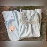 Vintage NOS 60s Katz Kittens cotton eyelet lace nightgown robe set, size medium Blue Photo 12