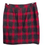 Eddie Bauer Vintage Charcoal Gray & Red Gingham Plaid Mini Skirt EUC Size 8 Photo 3