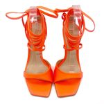 Schutz NEW  Bryce Leather Stiletto Sandals Neon Orange Lace-Up Sandals Size 7.5 Photo 5