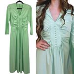 Vintage 70s Prairie Dress Mint Green 3/4 Sleeve Statement Piece Women Size Small Photo 1