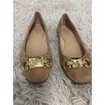 Kate Spade  Phoebe Suede Ballet Flats Gold Buckle Women Size 8 Tan Loafers Photo 1
