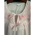 Vintage Nice N Easy Pink Sleeveless Medium Nightgown Floral Embroidery Gown Bow Photo 1