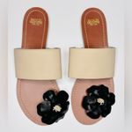 Frances Valentine Cream Black Floral Toe Slide Sandals Flats Shoes Size 8 Photo 9