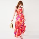 SO Beachy vibrant tropical resort-wear waist cutout long tiered maxi dress NWT XS Photo 1