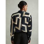 Reiss  Isadora Navy Geometric Print Button Through Shirt Photo 1