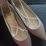Rene Caovilla Faux Pearl Cross Strap Satin Flats Photo 3