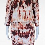 Venus Brown & White Tie Dye Ruched Bodycon Dress Size Medium Photo 0