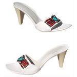 Donald Pliner White Leather Shoe Colorful Stones Shoe Sandal Slide NWT $275 Size 7 Photo 2