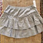 Denim Tiered Mini Skirt NWT w ruffled layers Chambray denim to light blue gray Size M Photo 0