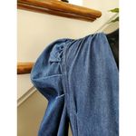 ZARA Women's Blue Denim Cotton V-Neck Balloon Sleeve Knee Length Dress Size XS Photo 3