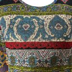 Napa Valley Ethnic Print Top Women Size M Tribal Colorful Stretch Blouse‎ Artsy Blue Size M Photo 6