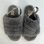UGG  Sz 7 Oh Yeah Fluffy Double Strap Flat Slippers Slides Sandals in Grey Photo 5