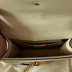 Gucci Sylvie White Leather Flap Chain Crossbody Shoulder Bag with Metal Buckle Photo 5