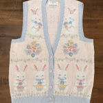 Marisa Christina Classics Womens HandKnit Vest Easter Bunny Embroidery Pastel M Pink Size M Photo 0