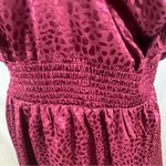 Sage Sadie &  wine burgundy smocked satin printed ruffle dress size large Photo 1