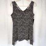Alfani New Dot Print V-Neck Shark Bite Hem Tunic Tank Top Black White Photo 2