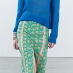 ZARA  Limited Edition Floral Jacquard Midi Skirt XS Teal Gold Brocade Elegant Photo 0