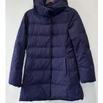 Uniqlo  Women’s Down Puffer Coat Sz S Blue Goose Feather Mockneck Packable Hood‌‌ Photo 0