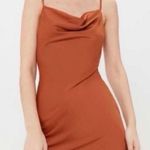 Urban Outfitters  Hammered Satin Mini Dress Rust Pumpkin Size Medium UO Photo 0