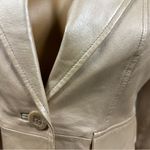 Worthington Genuine Leather Champagne Beige One Button Blazer Style Jacket Faux Pocket XS Photo 1