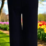 Cyrus  Black Ribbed Knit Wide Leg Pants Womens M Pull On Cropped Stretch Lounge Photo 0