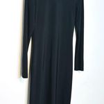 Norma Kamali Black Jersey Knit Long Sleeve Turtleneck Midi Dress Size XS Photo 2