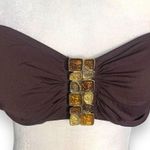 La Blanca Vintage  Bandeau Bikini Swim Top Brown Jewel Detail Summer Essential Photo 8