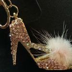 Bling Rhinestone High Heel Keychain Cute Pom Pom Alloy Chain Bag Charm White Photo 4