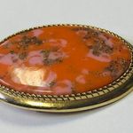 Sarah Coventry Coraline Brooch Pendant Pink Orange Gold Tone Glitter Lucite Oval Photo 2