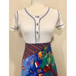 carole little Sport Petites Vintage 80s White Graphic Skirt Button Dress Photo 3