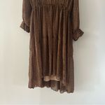 Vince  Brown Polka Starry Dot Shirred Long Sleeve Dress Size S Photo 4