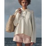 SAMSØE SAMSØE Hailey Polo Sweater – Antique White Knit Top, Women’s Size M Size M Photo 1