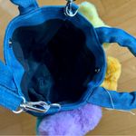 Handmade  Colorful Fluffy Heart Hand Bag, Adjustable Shoulder Strap, Blue, Denim Photo 7