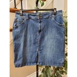 st. john's bay  Women's Blue Denim Cotton Straight Pull On Casual Jeans Skirt 16 Photo 1