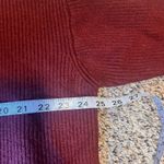 Burgundy V Neck Long Sleeve Lace Up Front Ribbed Knit‎ Sweater Top Women's Large Red Photo 2