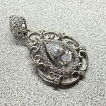 925 Silver Filigree Pear Cut Pendant Necklace Bridal Feminine Crystal Jewelry Photo 1