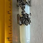 Wire wrapped opalite lotus sword pendant, chakra, amulet, meditation White Photo 2