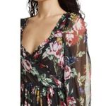 ByTIMO BLACK MULTI Floral Wrap Bodice Long Sleeve Chiffon DRESS SIZE L Size L Photo 2