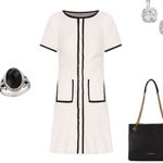 Alexia Admor  Ivory and Black Tweed Dress Photo 1