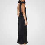 Hello Molly NWT Plisse Perfect Neck Wrap Pleated Column Maxi Dress Black Size 4 Photo 2