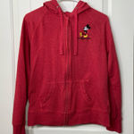 Disney EUC Parks authentic women’s red Mickey Mouse patch full zip sweatshirt M Photo 0