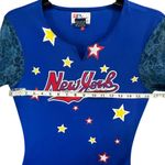 Vintage Raw Blue Jersey Dress L Blue New York Lace Sleeves Sporty Y2K Streetwear Size L Photo 4