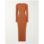 SKIMS Fits Everybody Crew Neck Long Sleeve Dress - Bronze size XS (New) Photo 2