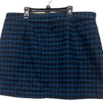 Oat New York Skirt Wool Blend Blue Houndstooth 32 Full Frontal Zipper Photo 4