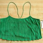 Good American Plisse Bungee Strap Crop Top in Summer Green - Size 5/6 2X/3X NWT Photo 0