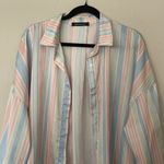 Boohoo  Blue and Pink Casual Button Down Shirt Size 16 Photo 1