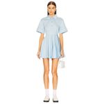 Helsa Stretch Cotton Sateen Shirt Dress in Blue Small Womens Mini Collared Photo 2